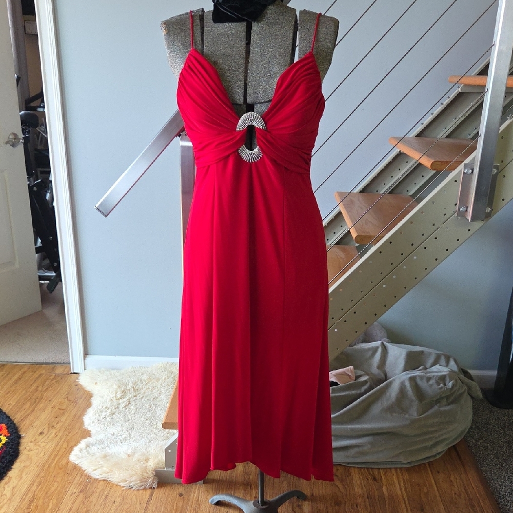 Cachet Red Sleeveless Backless Sundress